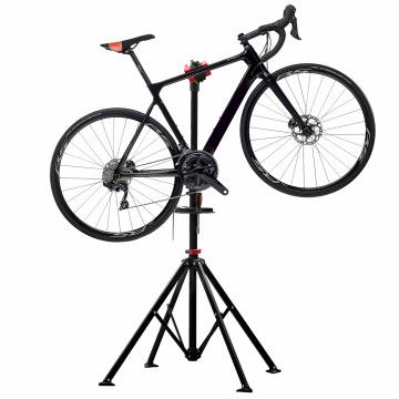 Fahrradbefestigungsständer mit Schnellspanner, Werkzeughalter und Lenkerhalterung, leichter und tragbarer Reparaturständer für Fahrräder, schwarzes Stativ
