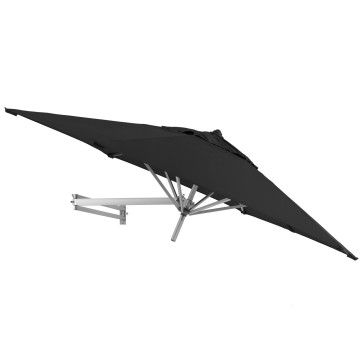 Wandschirm - Sechseckig / Rund - Sonnenschirm für Wand oder Wand - 250 cm Durchmesser - Schwarz