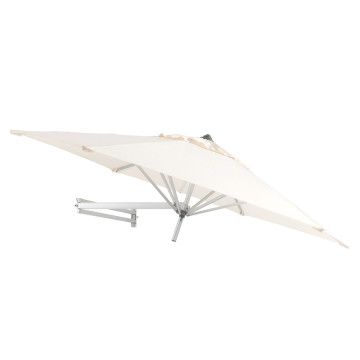 Sonnenschirm 250 cm rund mit Wand Halterung ohne Schirmständer für Balkon oder Terrasse, Marktschirm Gartenschirm Terrassenschirm, knickbar mit Windauslass, ecru