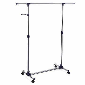 Mobiler Kleiderständer - verstellbar - 1 Schiene und 2 Haken - 87x165x44 cm - silbergrau