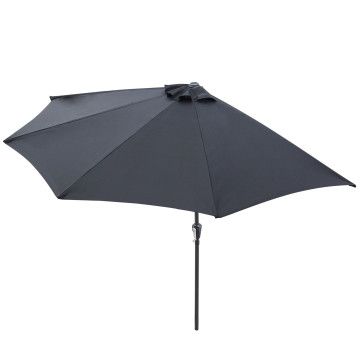 Halbkreisförmiger Sonnenschirm für Balkon oder Terrasse, 3 Meter Durchmesser, Schwarz