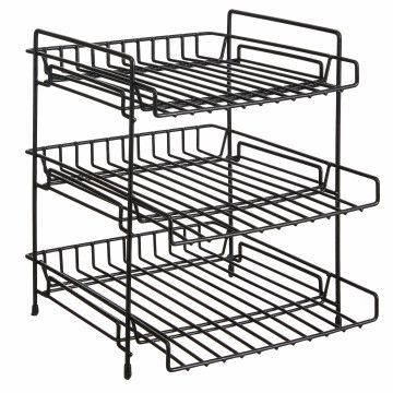 Küchenregal - Badezimmerregal - Arbeitsplattenorganisator mit 3 Ebenen - Spülbeckenorganisator - 30x26x30cm - Schwarz