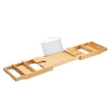  - Badregal mit Buchhalter + Platz für Kerze und Glas Wein - Ausziehbare Badebrücke - 75 bis 109 cm breit