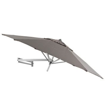 Sonnenschirm 250 cm rund mit Wand Halterung ohne Schirmständer für Balkon oder Terrasse, Marktschirm Gartenschirm Terrassenschirm, knickbar mit Windauslass, taupe