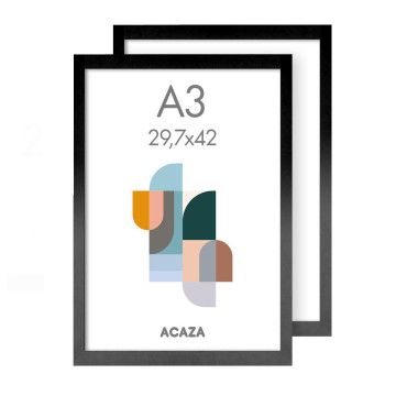 2er-Set  Fotorahmen - A3-Format - MDF-Holzrahmen - Schwarz