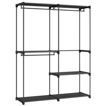 Kleiderschrank - 138 x 182 x 43 cm - Metall/Stoff - Schwarz - Offener Kleiderschrank