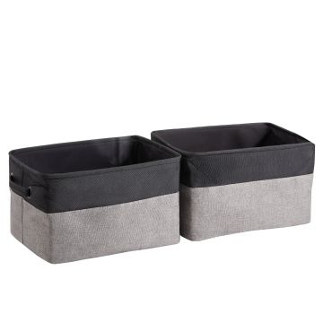 Aufbewahrungsbox aus Stoff - Set aus 2 faltbaren Aufbewahrungskörben - Closet Organiser 37x23x27 cm - Grau und schwarz